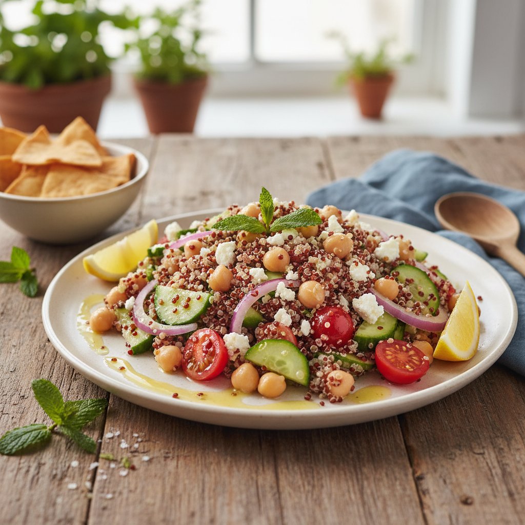 Mediterranean Chickpea and Quinoa Salad with Lemon Dressing