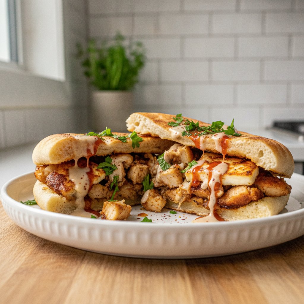 Mediterranean Chopped Chicken Shawarma Sandwich