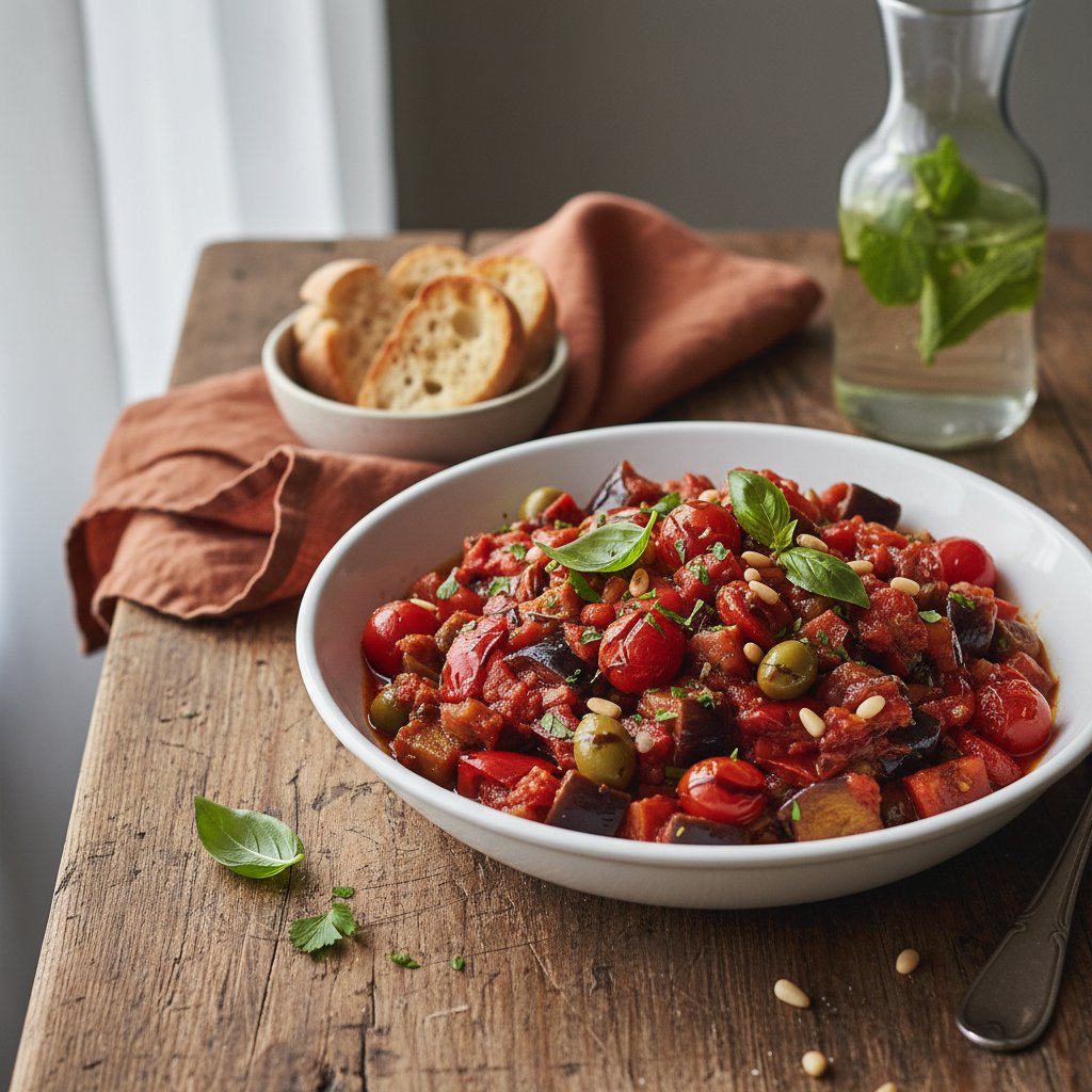 Mediterranean Eggplant and Red Pepper Caponata