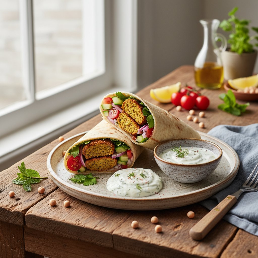 Mediterranean Falafel Wrap with Tzatziki