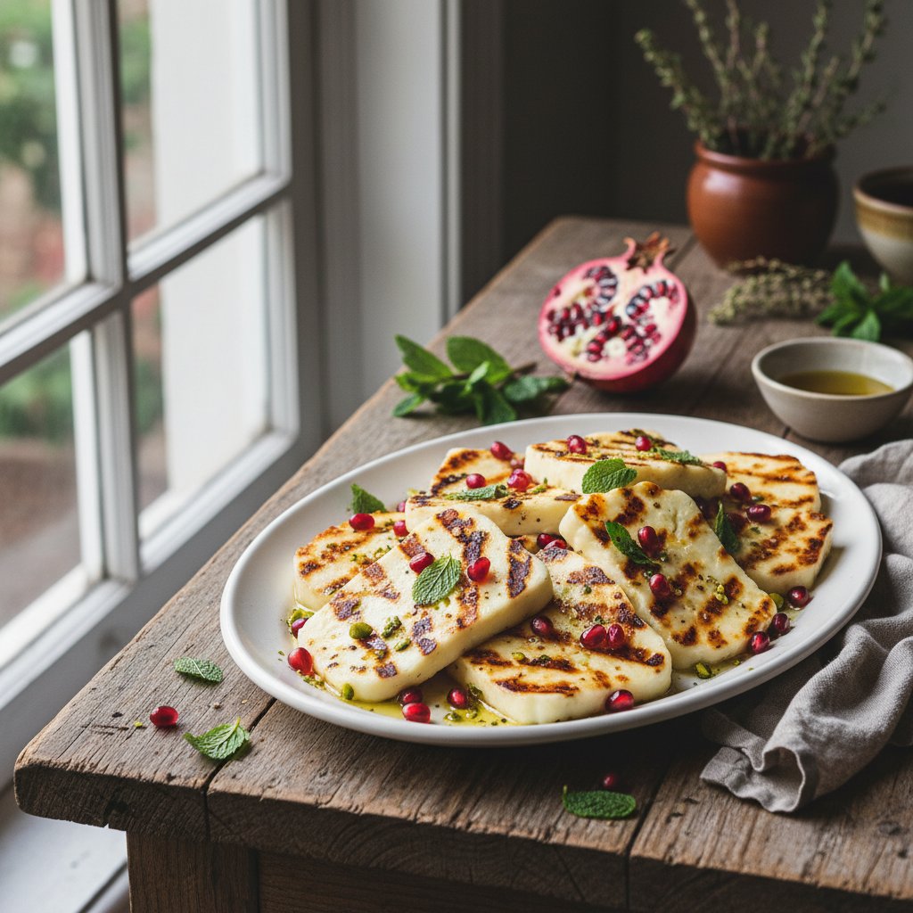 Mediterranean Grilled Halloumi with Pomegranate