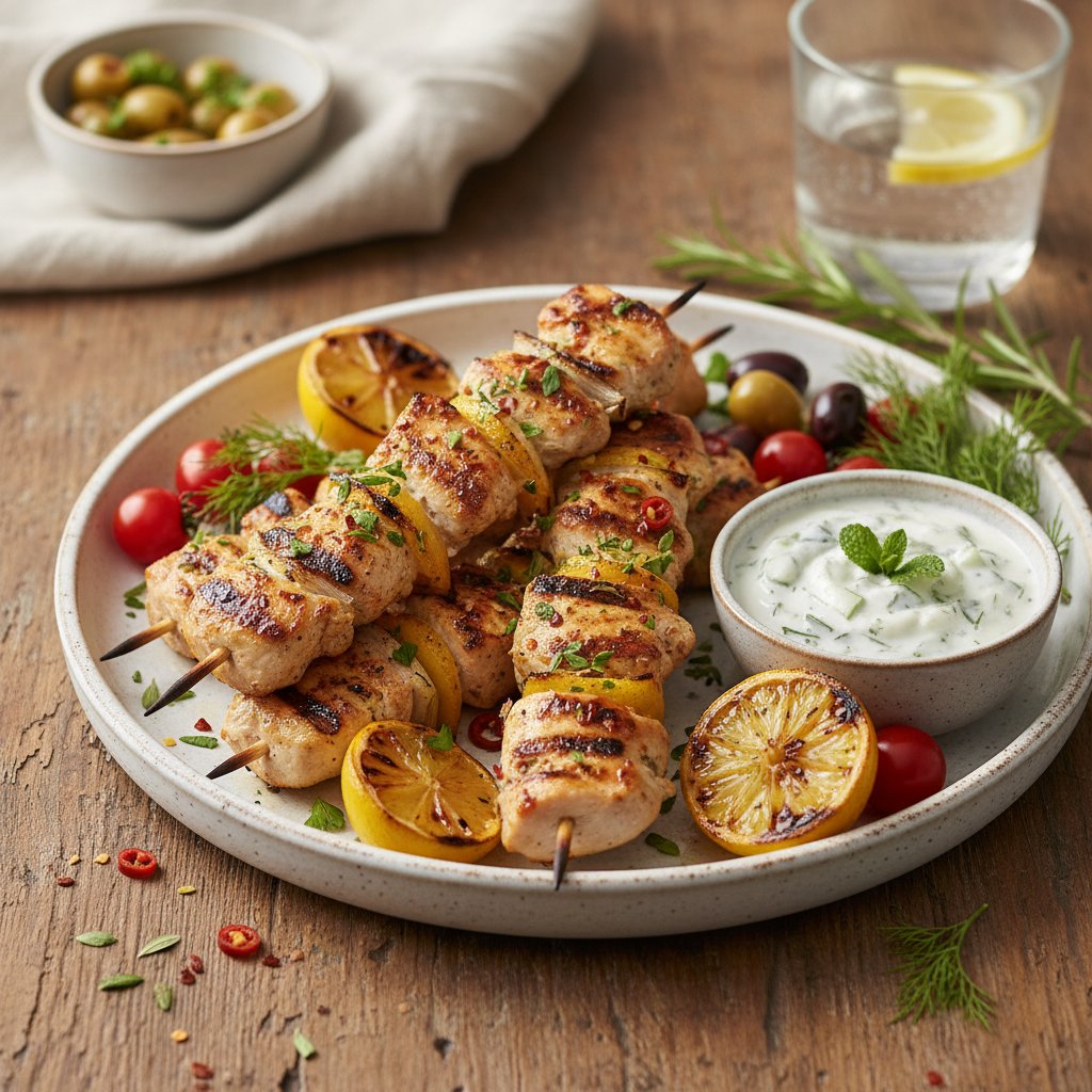 Mediterranean Grilled Lemon Herb Chicken Skewers
