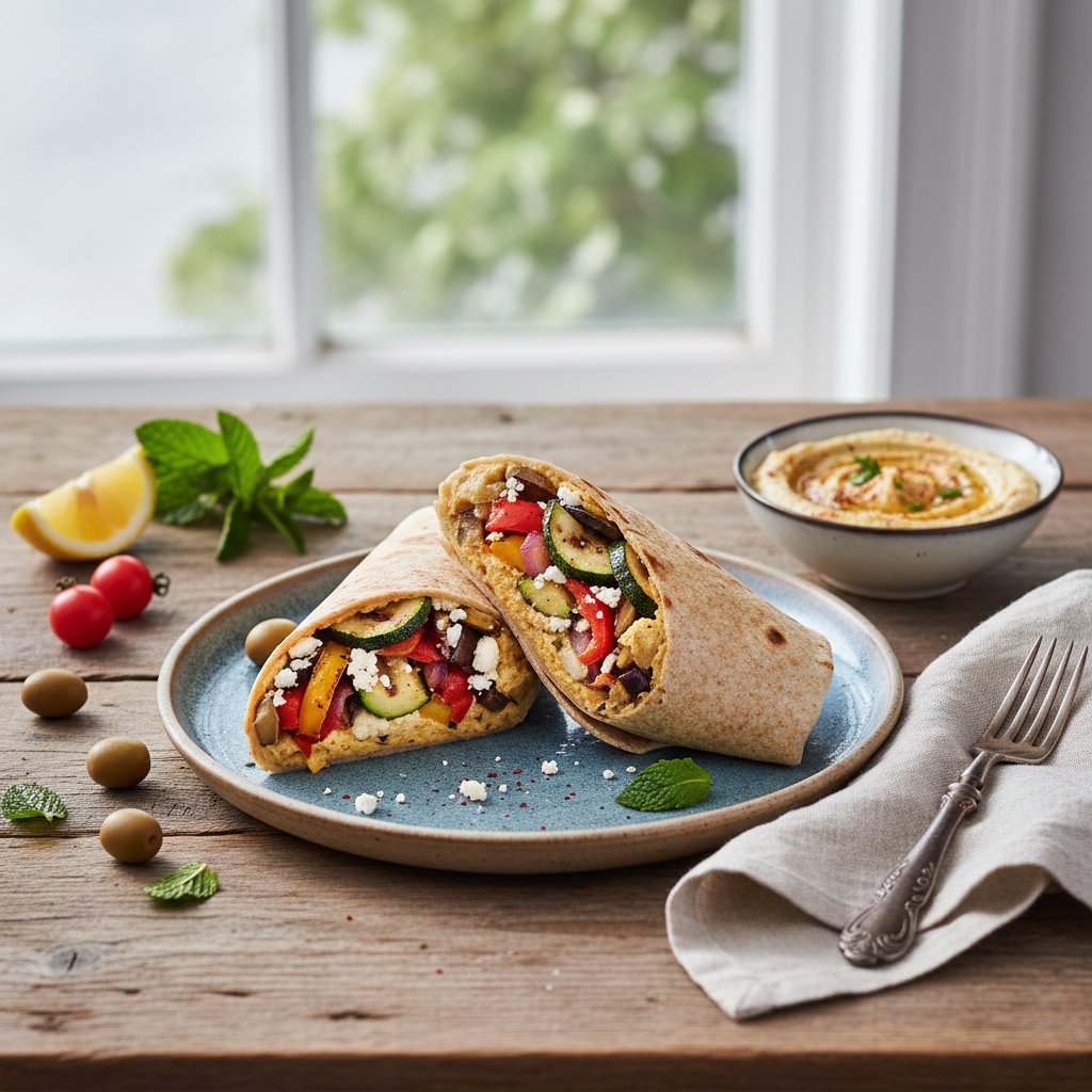 Mediterranean Grilled Vegetable and Hummus Wrap