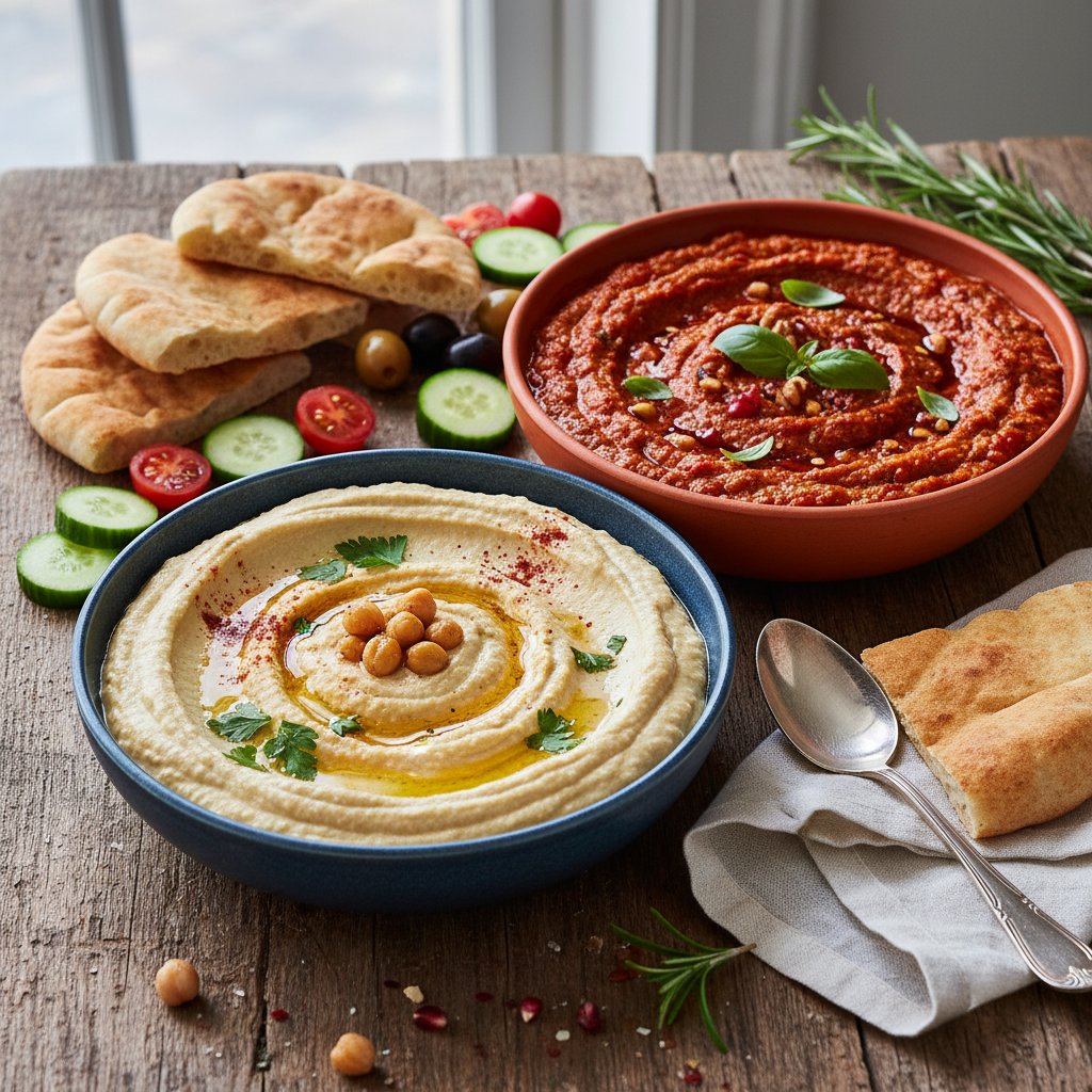Mediterranean Hummus and Roasted Red Pepper Dip