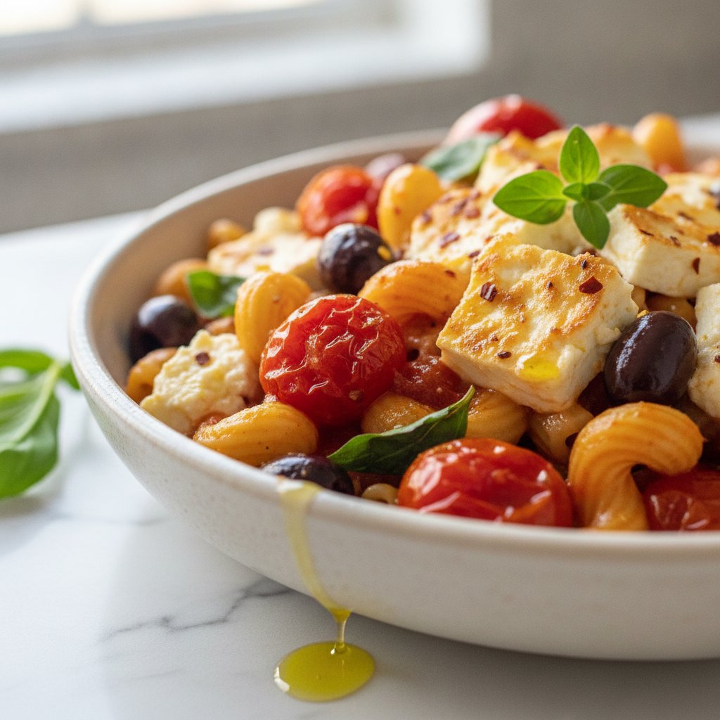 Mediterranean Olive and Feta Burst Tomato Pasta