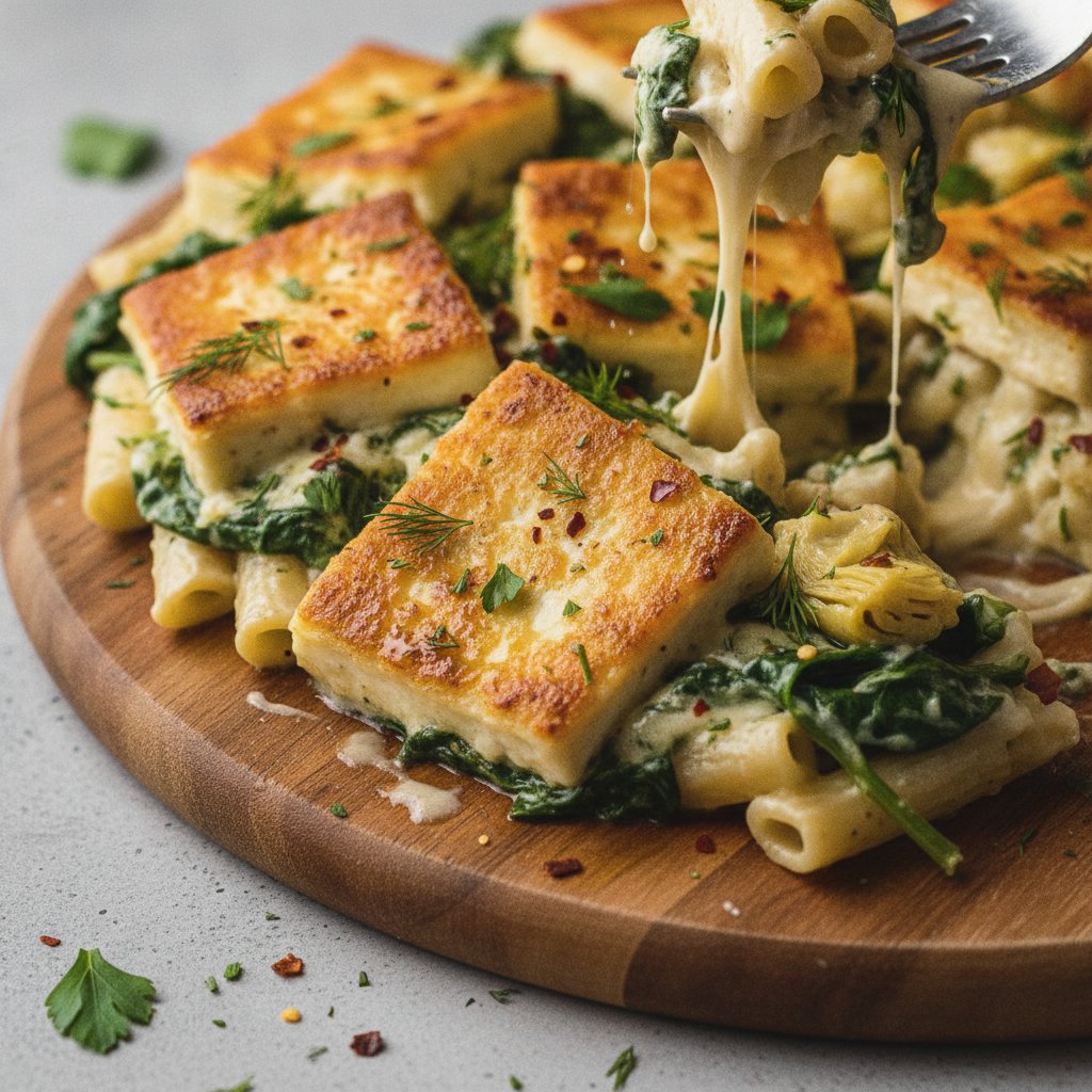 Mediterranean Spinach and Artichoke Baked Feta Pasta
