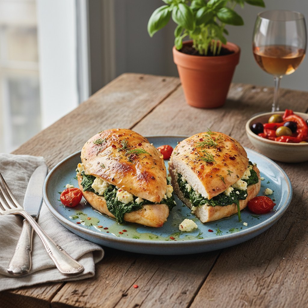 Mediterranean Spinach and Feta Stuffed Chicken