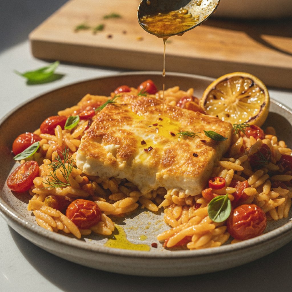 Mediterranean Sun-Kissed Baked Feta Orzo