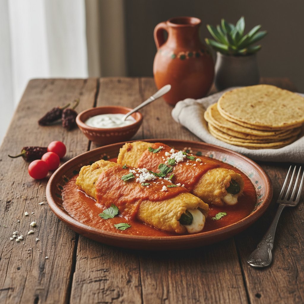 Mexican Chiles Rellenos with Tomato Sauce