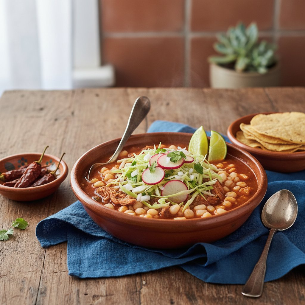 Mexican Pozole Rojo with Hominy