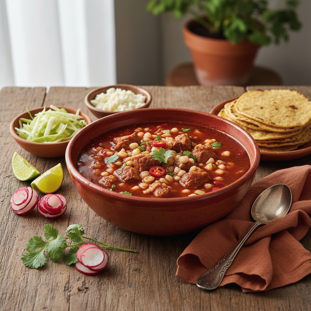 Mexican Pozole Rojo with Pork and Hominy