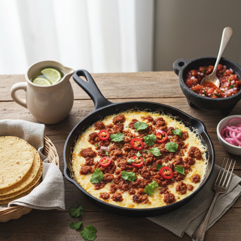 Mexican Queso Fundido with Chorizo