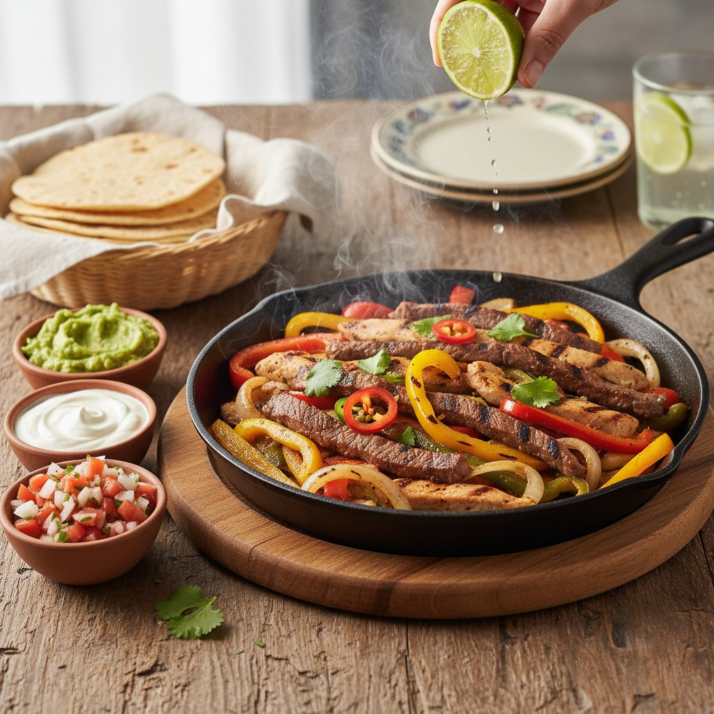 Mexican Sizzling Fajitas with Peppers and Onions