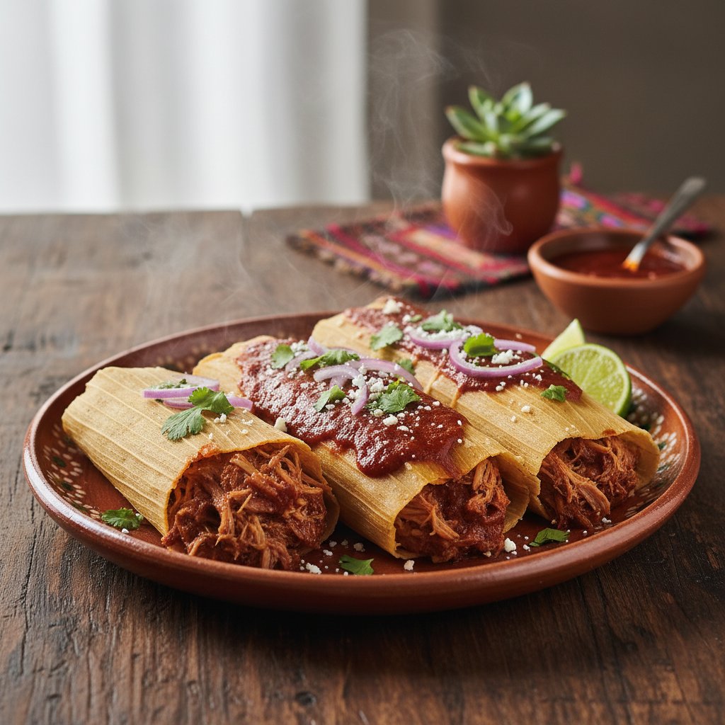 Mexican Tamales with Red Chili Pork