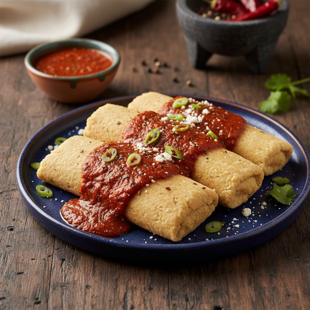 Mexican Tamales with Red Chili Sauce