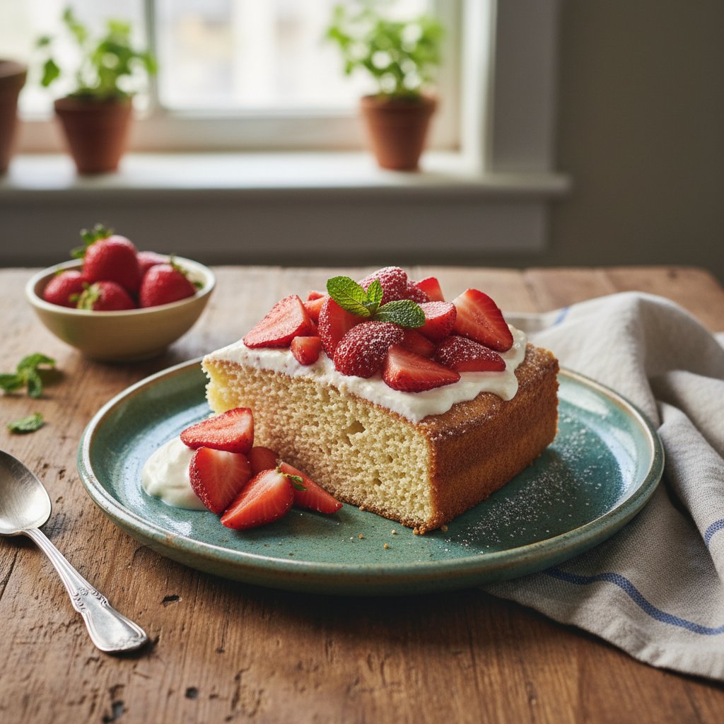 Mexican Tres Leches Cake with Fresh Strawberries