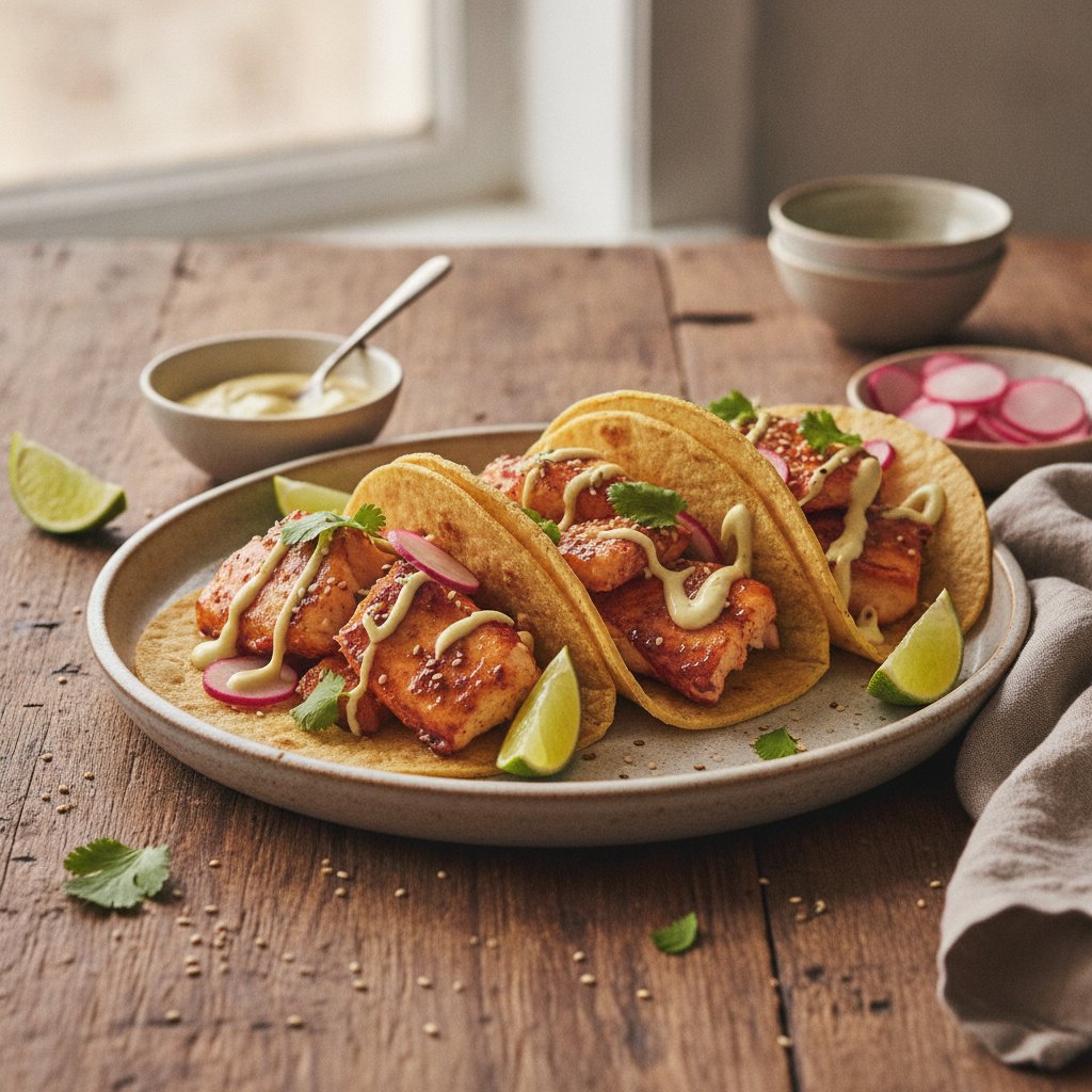 Miso-Glazed Lobster Tacos with Yuzu Aioli and Pickled Radish