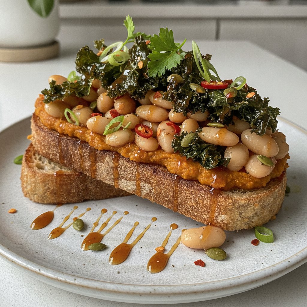 Miso Pumpkin Bean Toasts