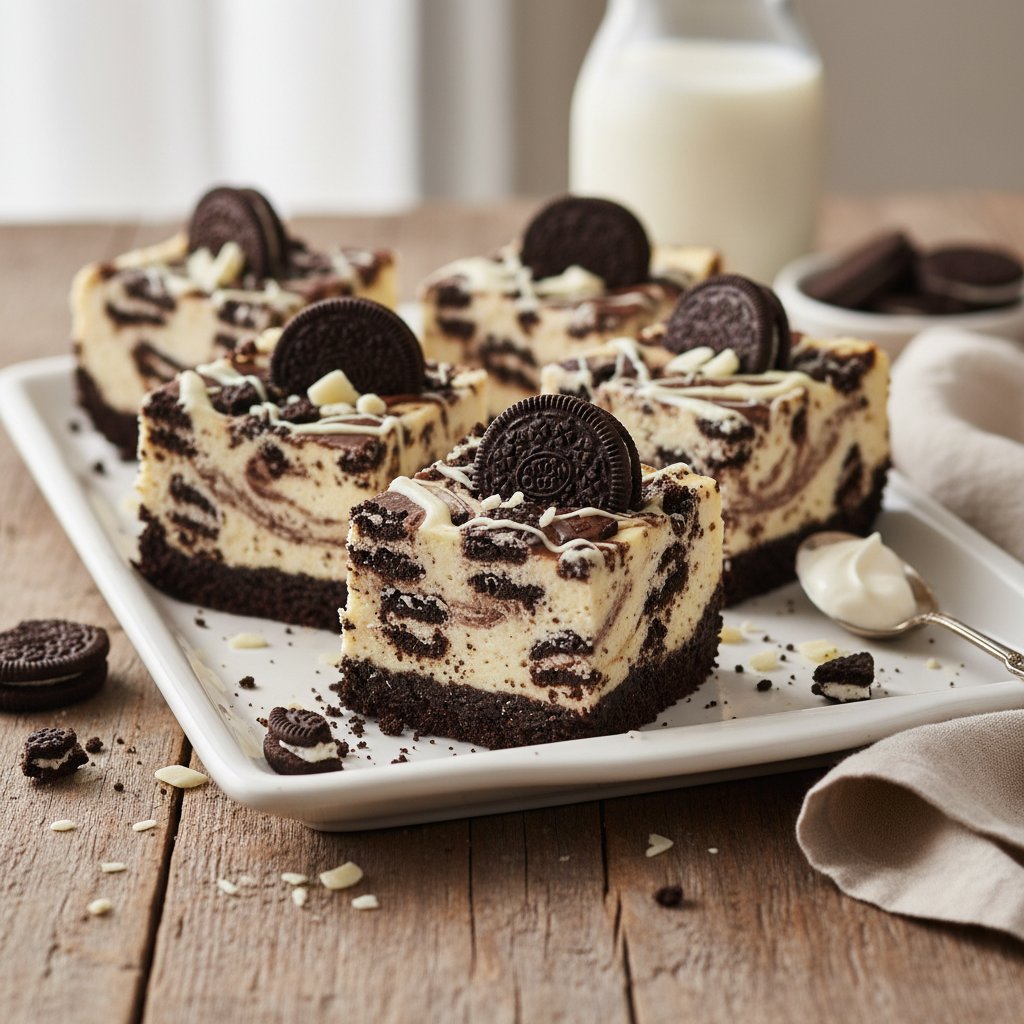 Nostalgia-Filled Cookie and Cream Cheesecake Bars