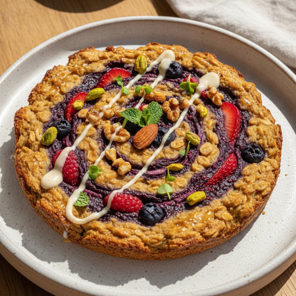 Nutty Berry Bliss Baked Oats with Chia Swirl