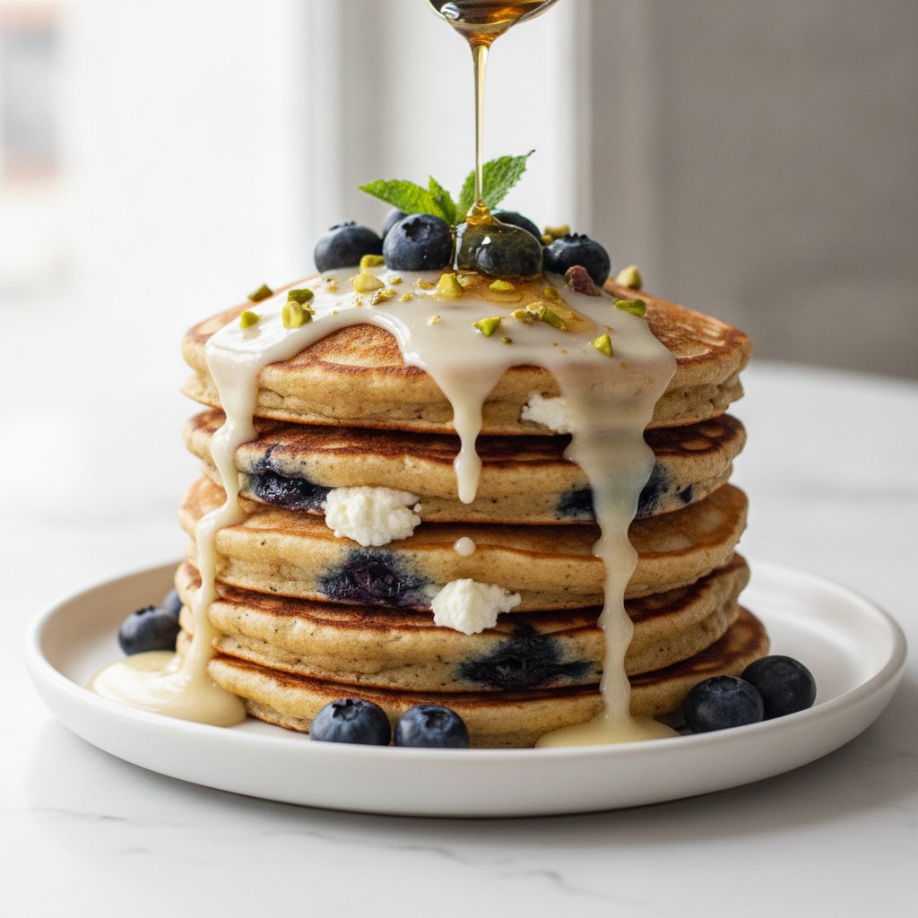 Protein-Packed Blueberry Vanilla Cottage Cheese Pancakes