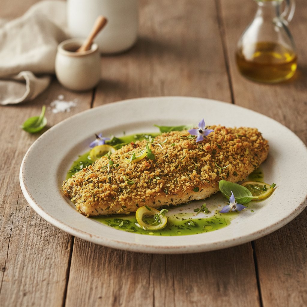 Provencal Herb-Crusted Sole with Lemon-Basil Oil
