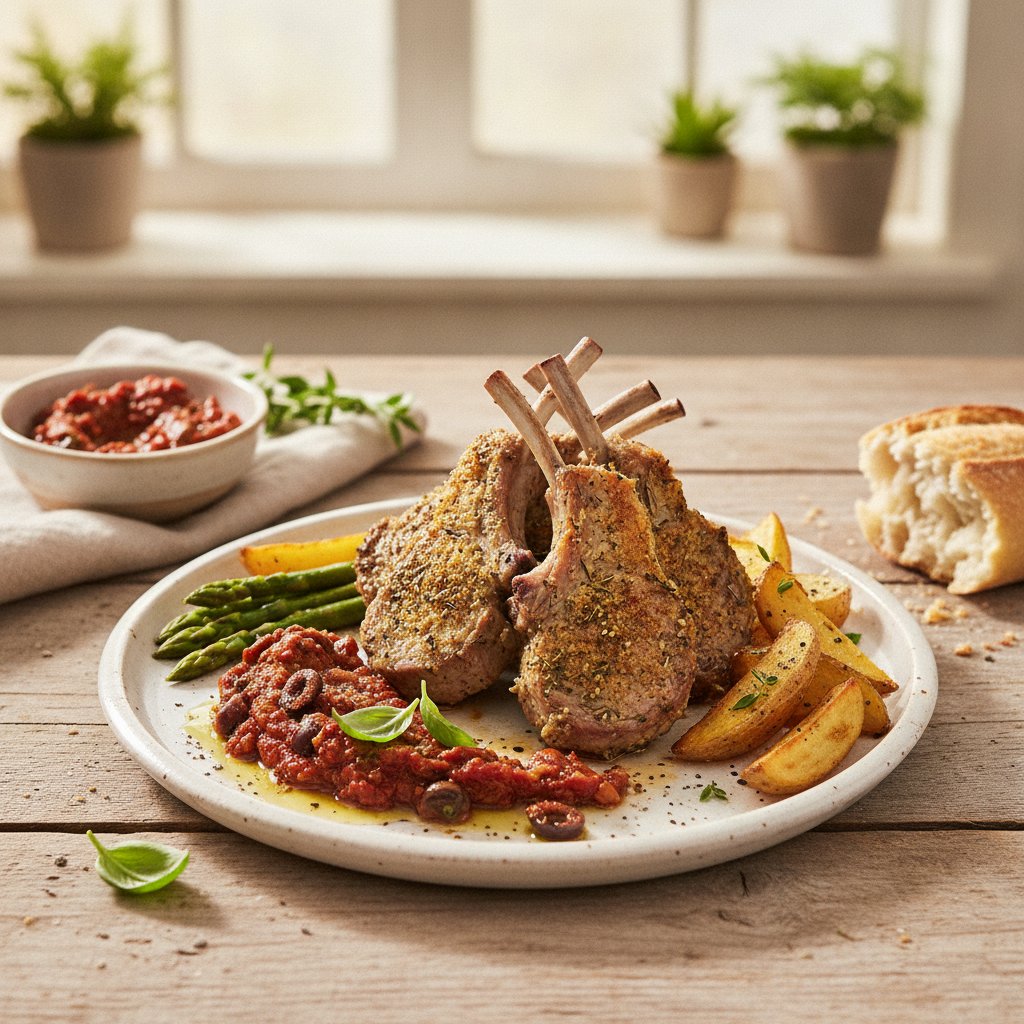 Provencal Herbed Lamb Chops with Sun-Dried Tomato Tapenade