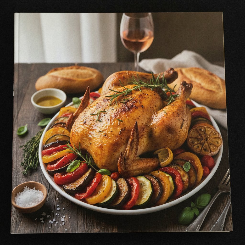 Provençal Lemon Herb Roast Chicken with Ratatouille