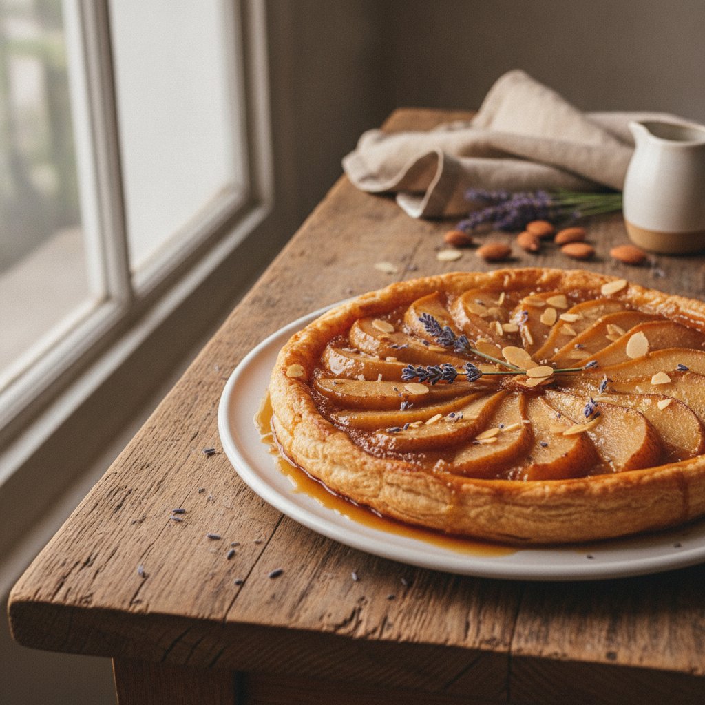 Provencal Pear Tarte Tatin with Lavender and Almond