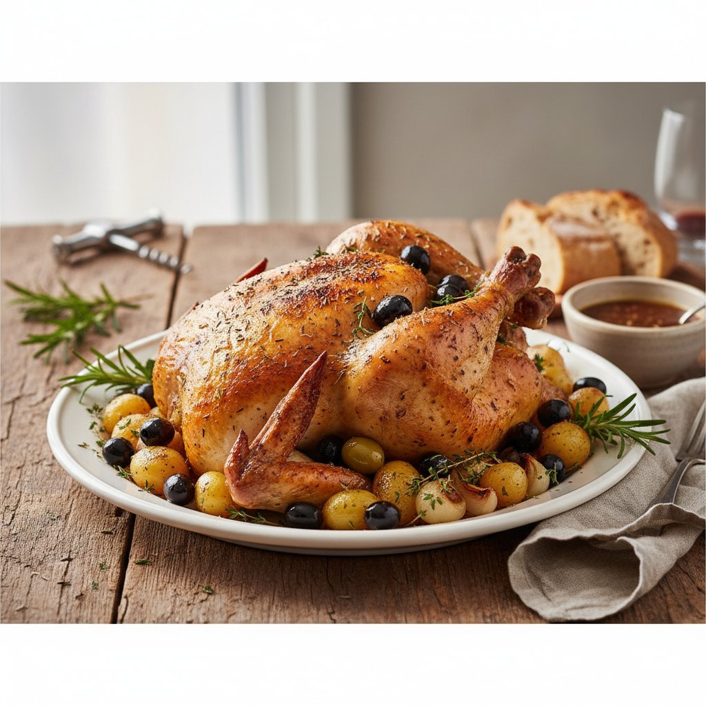 Provencal Roasted Chicken with Olives and Herbes de Provence