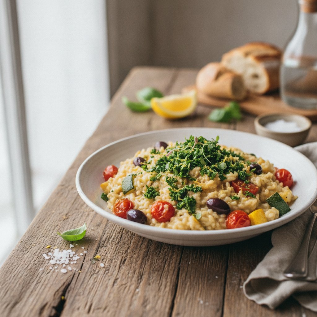 Provencal Roasted Vegetable Risotto with Lemon Herb Gremolata