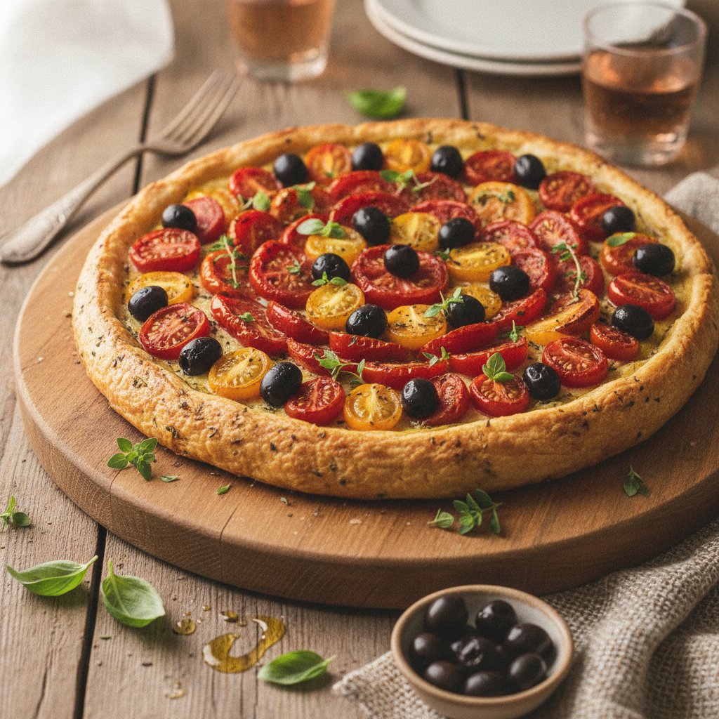 Provencal Tomato and Olive Tart with Flaky Herb Crust