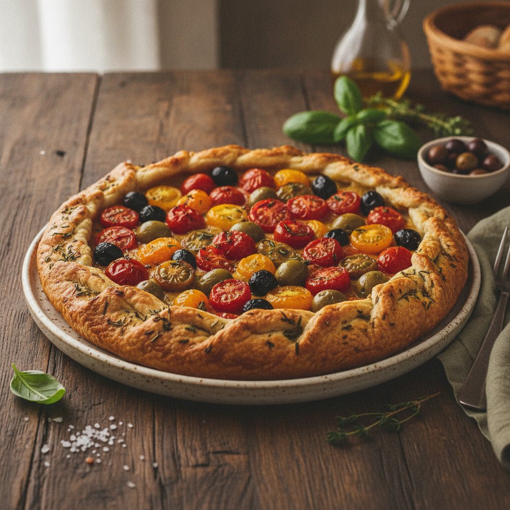 Provencal Tomato and Olive Tart with Herbed Crust