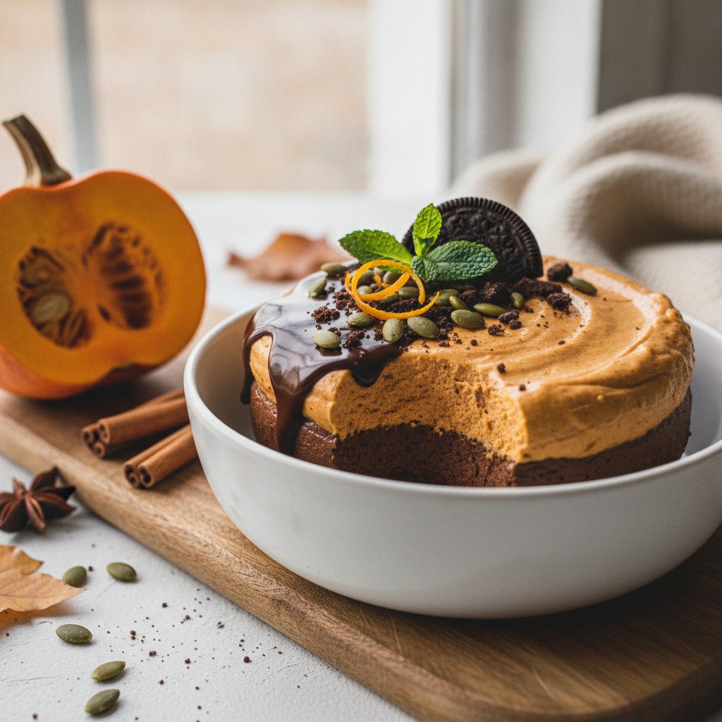 Mousse de chocolate com especiarias de abóbora