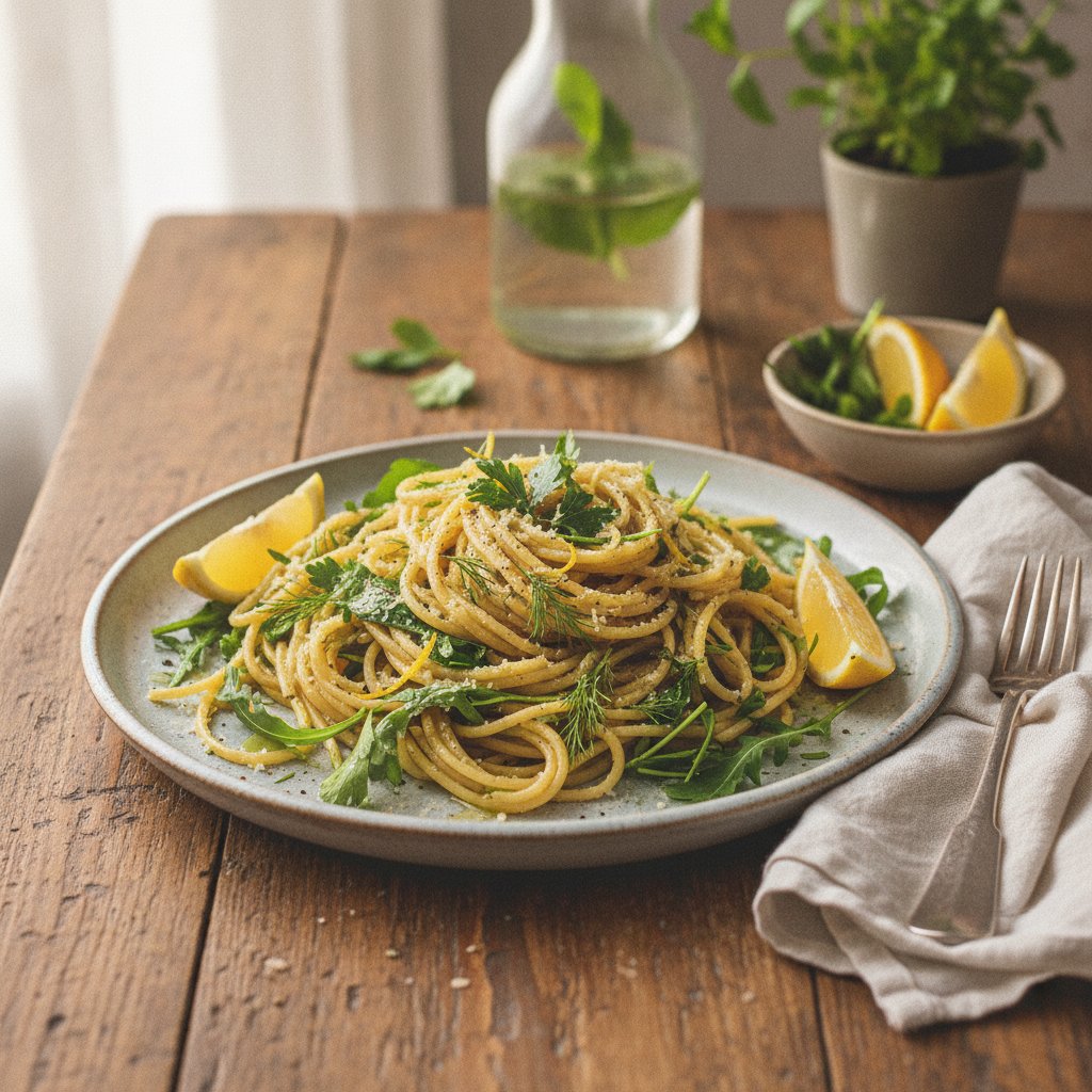 Quick Lemon Herb Linguine with Zesty Arugula