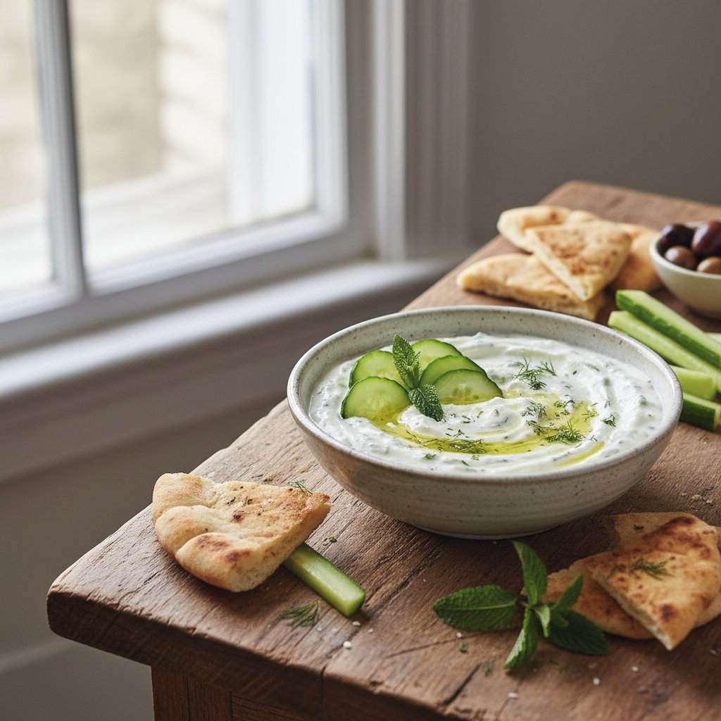 Refreshing Cucumber and Mint Greek Tzatziki Dip