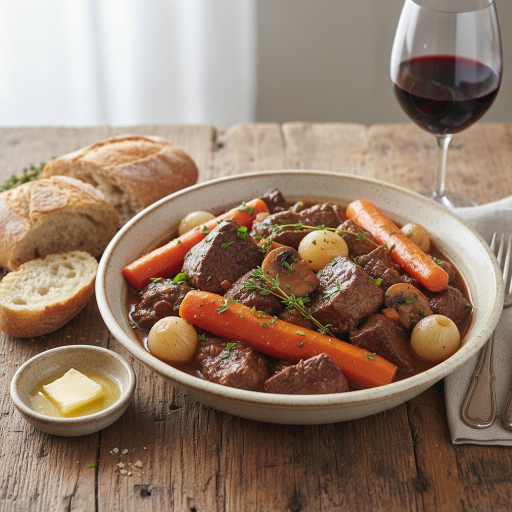 Rich French Beef Bourguignon with Carrots