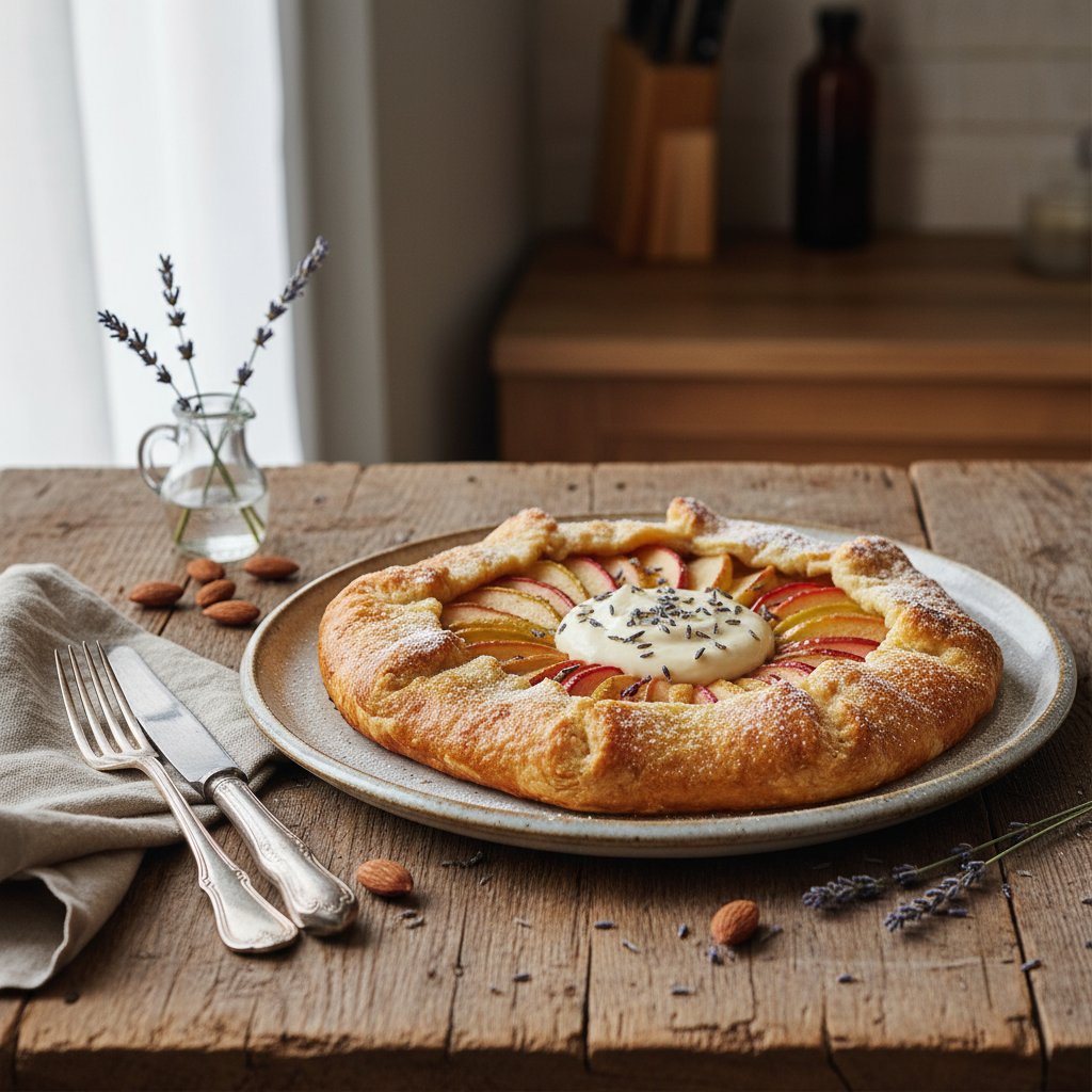 Rustic French Apple Galette with Almond Cream and Lavender