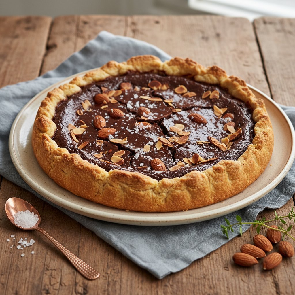 Rustic French Chocolate Almond Tarte with Sea Salt