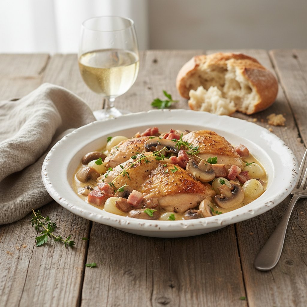 Rustic French Coq au Vin Blanc