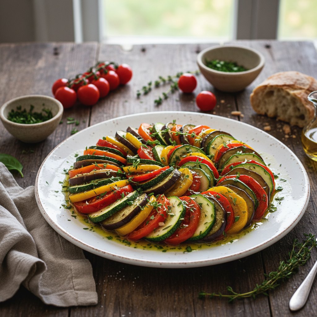 Rustic French Ratatouille with Herb-Infused Olive Oil