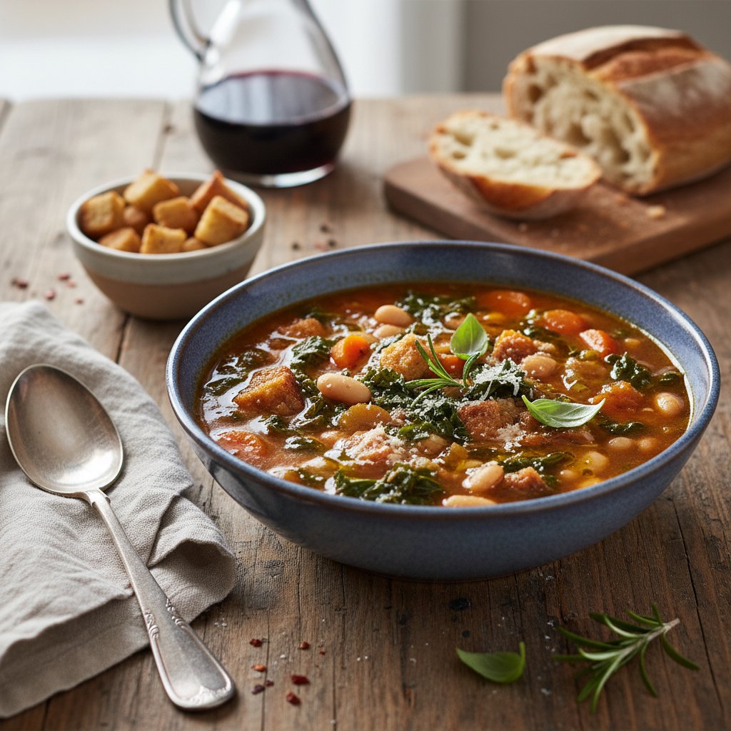 Rustic Italian Ribollita with Tuscan Kale
