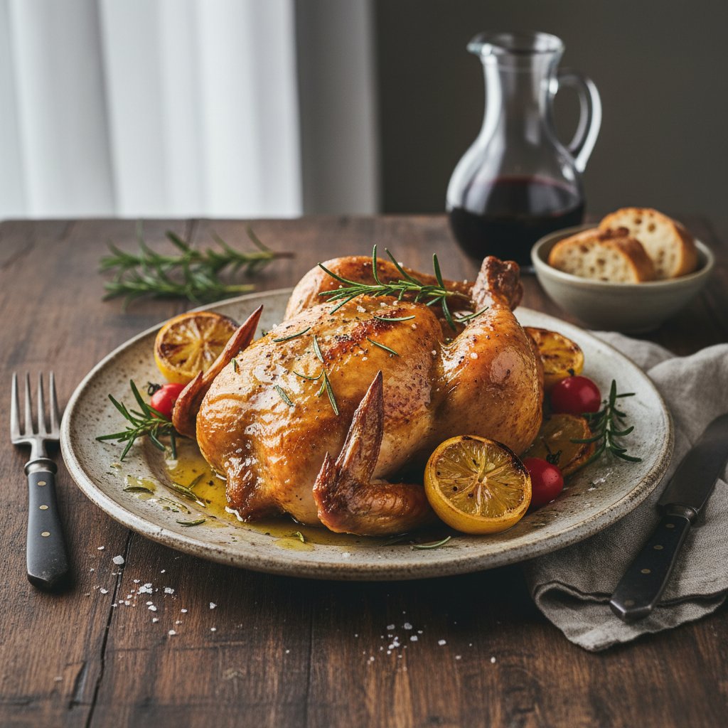 Rustic Italian Roasted Chicken with Lemon and Fresh Rosemary