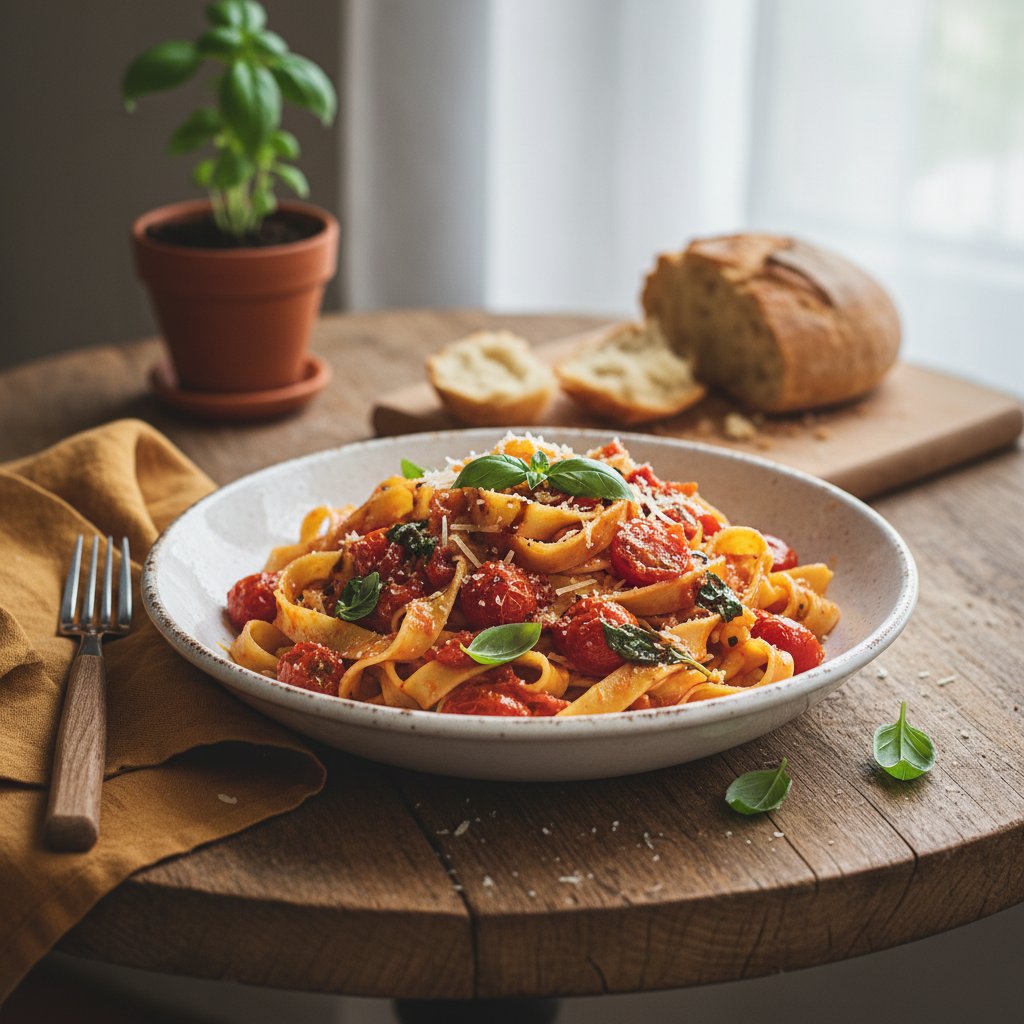 Rustic Italian Summer Tomato Basil Pasta