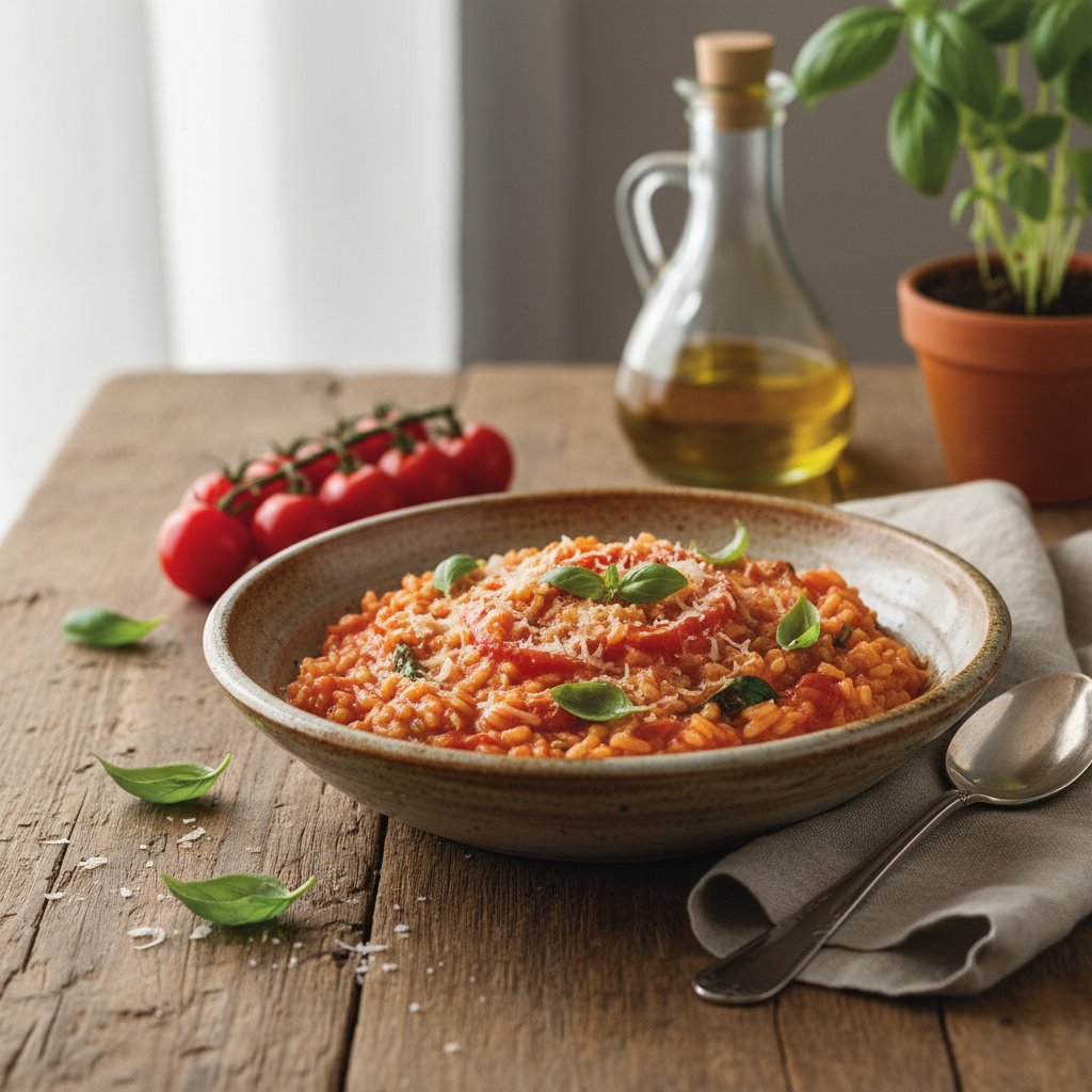 Rustic Italian Tomato and Basil Risotto