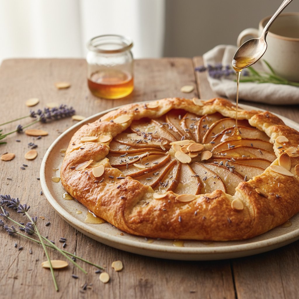 Rustic Pear and Almond Galette with Honey-Lavender Glaze