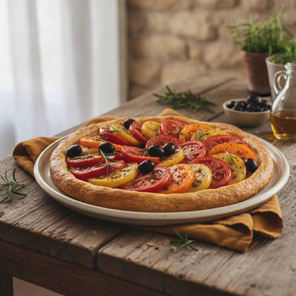 Rustic Provençal Tomato Tart with Rosemary and Olive Oil