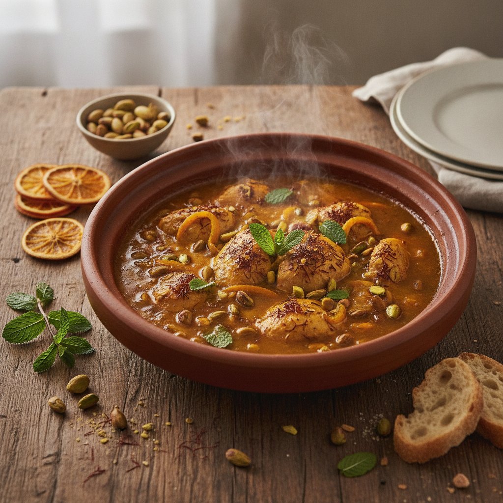 Saffron-Infused Pistachio and Orange Blossom Tagine