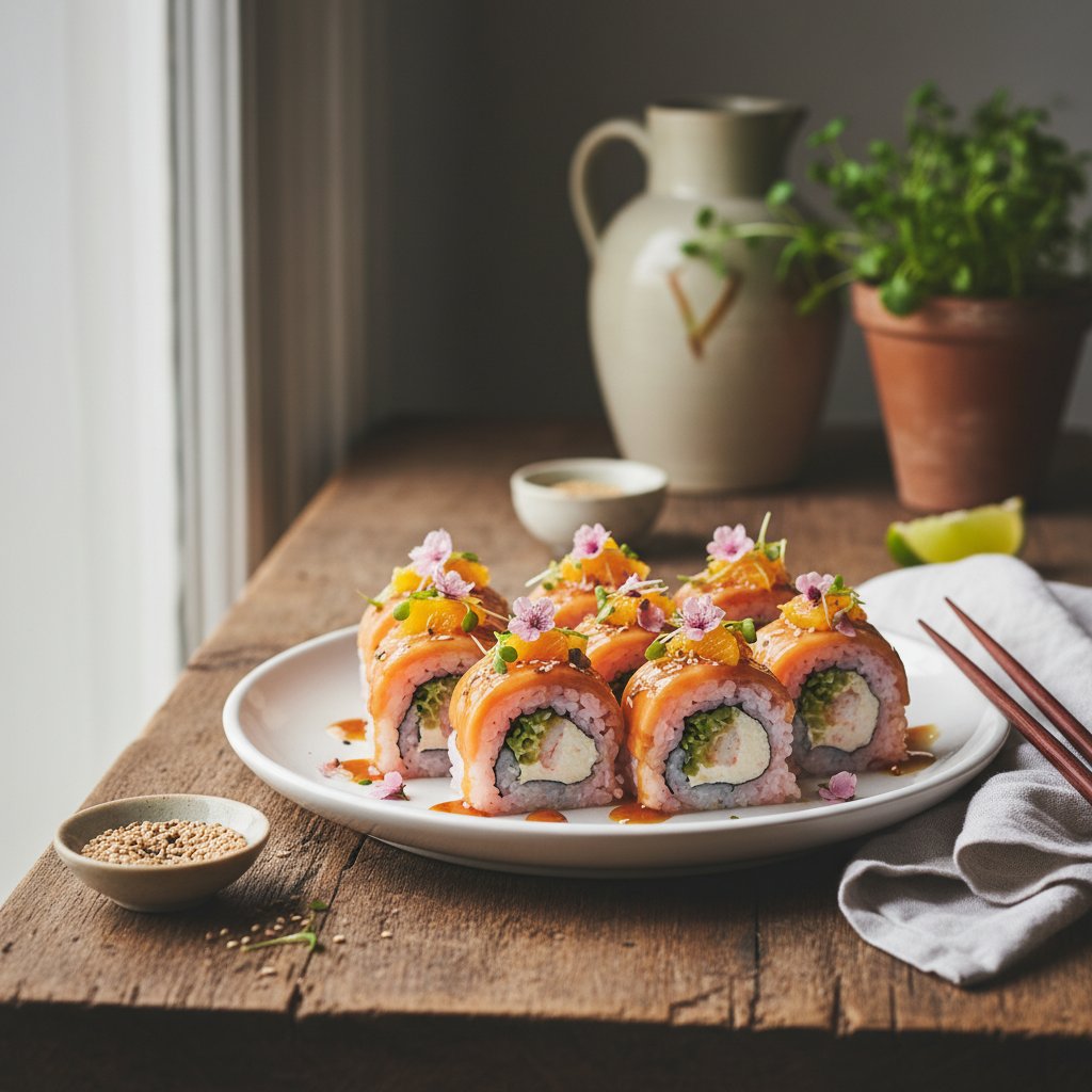 Sakura Sushi Roll with Citrus Soy Glaze
