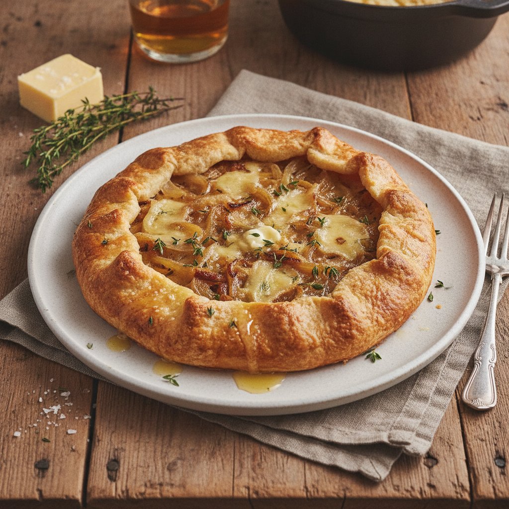 Savory French Onion & Gruyère Galette with Thyme-Infused Butter